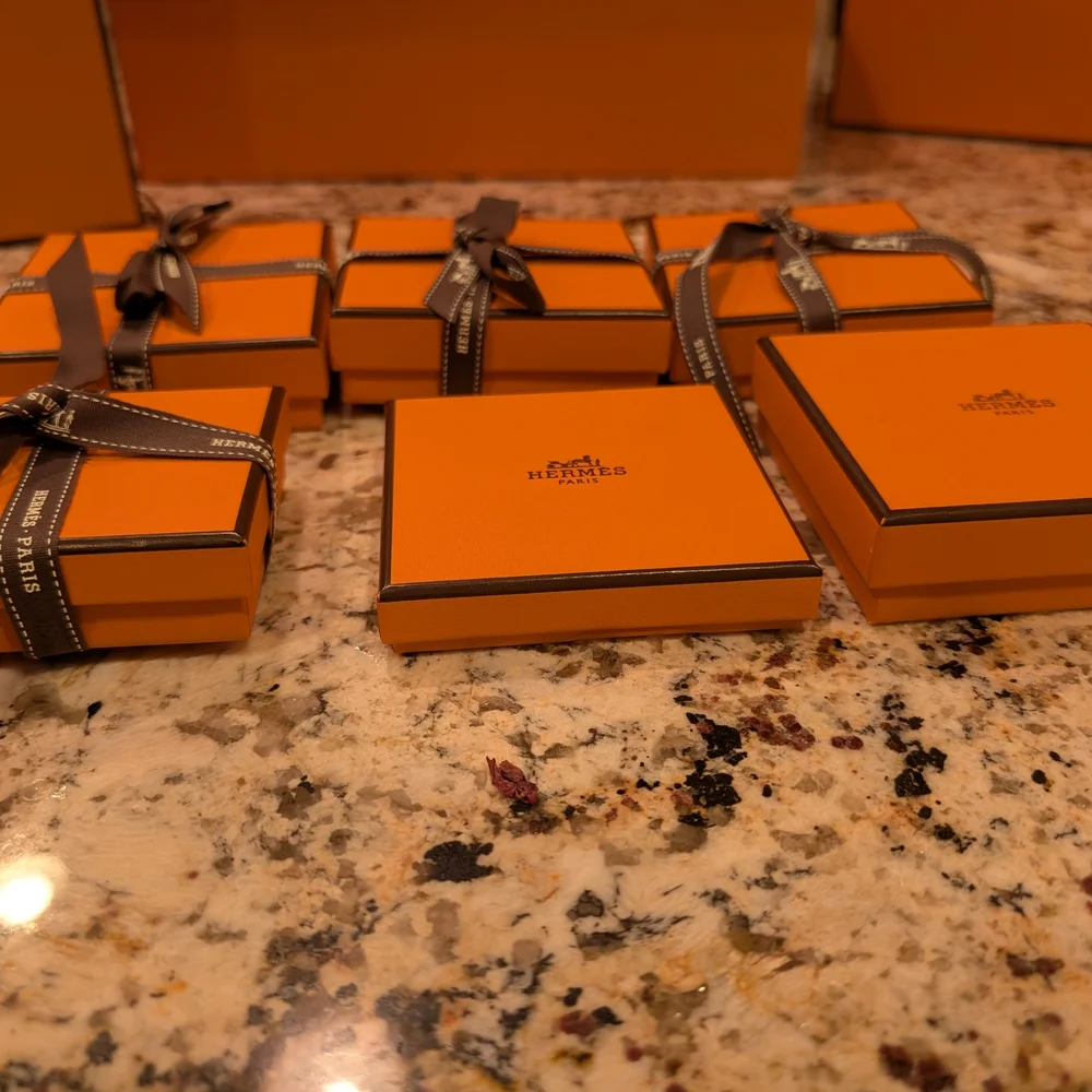 Hermès Signature Orange Boxes with Dark Ribbon